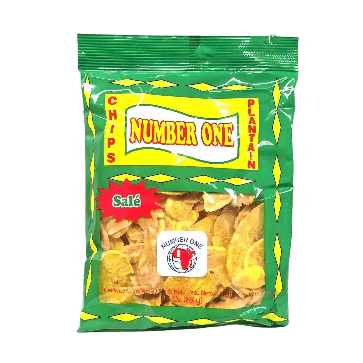 Chips de plantain salées N°1 - Croquantes et Savoureuses en sachet vert, collation exotique de 85g pour épicerie salée et snacks croustillants.